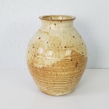 1980s Mid Century Studio Art Pottery Drip Glaze Vase, Signed 