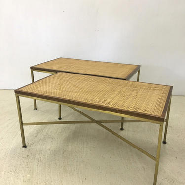 Pair of Paul McCobb Cane and Metal Benches 