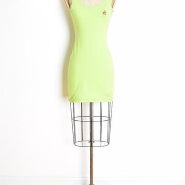 vintage early 90s dress neon green backless bandage bodycon tight short XS S 