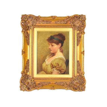 1881 Original Portrait of Red Headed Young Woman signed George Dunlop Leslie 
