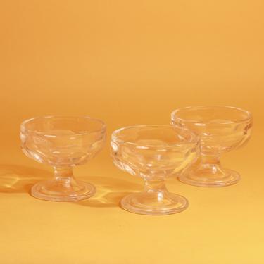 Set of 3 Light Pink Ice Cream Cup Clear Glasses Bowl Set 