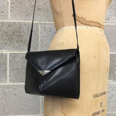 Vintage Pierre Cardin Purse Retro 1980s + Black Leather Shoulder Bag + Structured + Modern + Women’s Accessory + Removable Strap + Clutch 