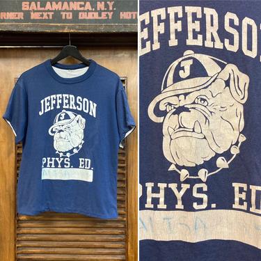 Vintage 1960’s Jefferson Bulldog 2-Ply Athletic Tee, 60’s Tee Shirt, 60’s Graphic Tee, 60’s PE Tee, 60’s Two Layer Tee, Vintage Clothing 