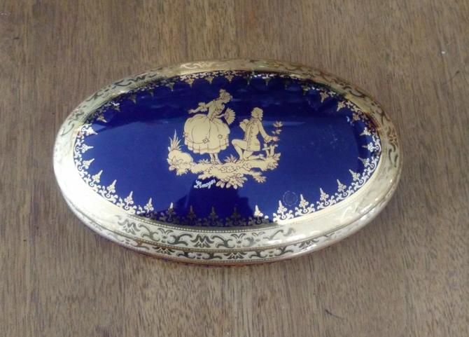 Vintage French Cobalt Blu Trinket Limoges Box