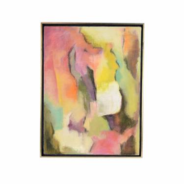 Vintage Mid-Century Modern Soft Focus Abstract Oil Painting Signed Harmon 