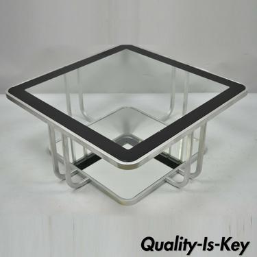 Vintage Mid Century Modern Art Deco Style 2 Tiered Metal &amp; Glass Coffee Table