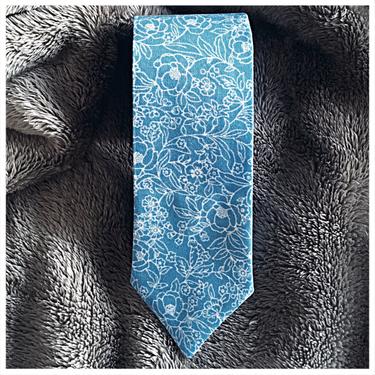 Blue Floral Skinny Tie 