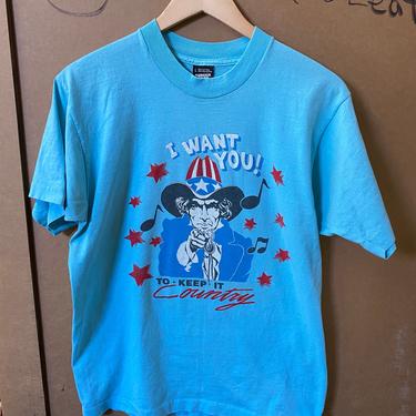 Vintage 90s Uncle Sam &amp;quot;I Want You To Keep It Country&amp;quot; Graphic Tee USA Patriotic t-shirt 3815 