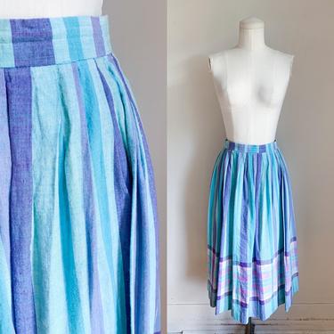 Vintage 1980s Madras Plaid Skirt / XS 