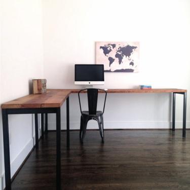 CUSTOM: The SAWYER Reclaimed Wood L Shaped Desk + Hutch 