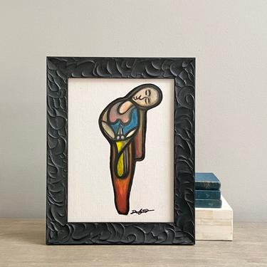 Modernist Madonna Painting Abstract Female Figure Original Signed 