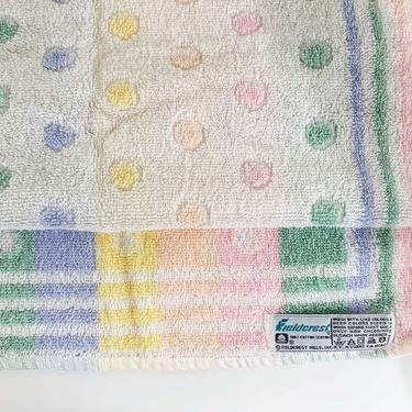 Vintage Cotton Bathroom Hand Towel Cloth Decor 1970s Pastel Pink Rainbow Mid-Century Retro Fieldcrest Terrycloth Towels Shower Home 