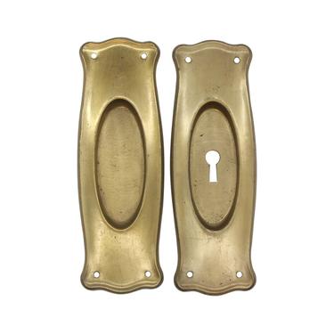 Pair of Traditional Brass Plated Steel Pocket Door Plates