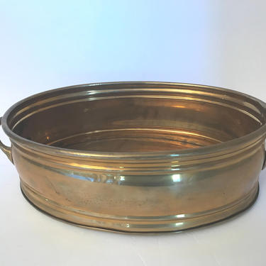 Vintage Brass Oval Handled  Planter- Made in India 
