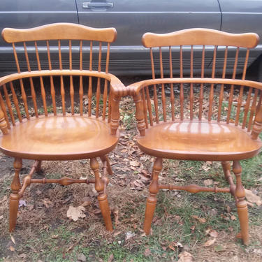 ETHAN ALLEN Heirloom Nutmeg Maple Spindle Back Dining Arm Chair 10-6102A   (1 Chair) by 3GirlsAntiques