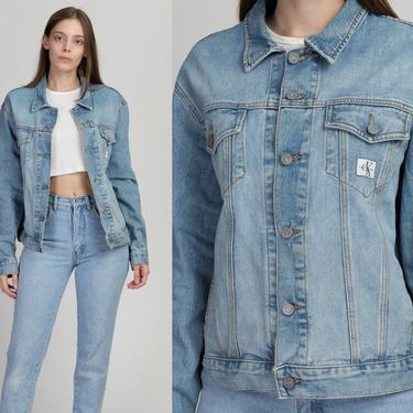 Vintage 90s Calvin Klein Jean Jacket - Men's Medium, Women's Large | CK Light Wash Denim Jacket 