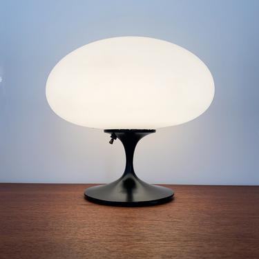 1960s Black Base with Frosted Glass Mushroom Shade Laurel Lamp