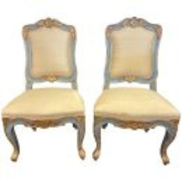 18th Century Pair of Carved and Parcel Gilt Side Chairs