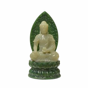 Chinese Jade Stone Sitting Buddha Gautama Amitabha Shakyamuni Statue ws1810E 