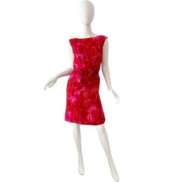 50s Nettie Milgrim Hawaiian Dress / Vintage Floral Origami Dress / 1950s Party Cocktail Dress XS 