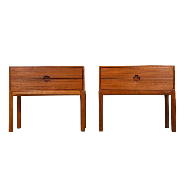 Pair of Danish Modern Kai Kristiansen Teak Nightstands / Side Tables