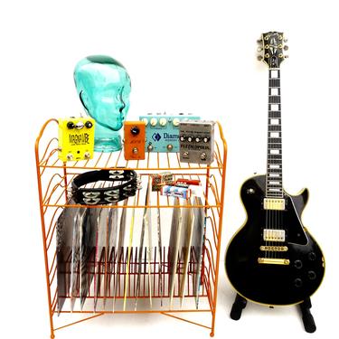MCM Orange Metal Record Rack | Retro Turntable Stand | Vintage Color Pop Vinyl LP Storage Table 
