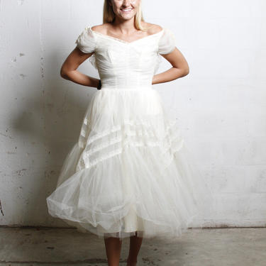 Vintage 1950's STUNNING Marie of Pandora for Neiman Marcus Lace & Tulle Wedding Dress 