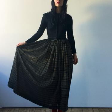 70s knit maxi dress | long sleeve maxi dress | lurex multi color striped dress 