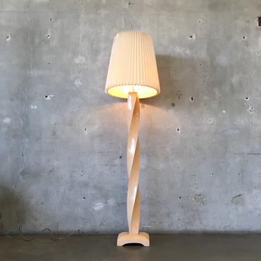 Vintage Wood Floor Lamp With Pleated, Used Wood Floor Lamps