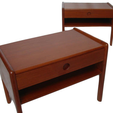 Pair Of Vintage Danish Modern Teak Nightstands / End Tables Designed By Kai Kristiansen For Vildbjerg Mobelfabrik of Denmark 