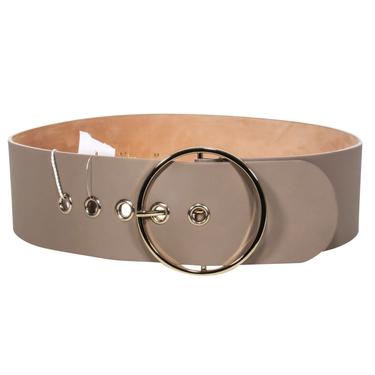 Max Mara - Taupe Leather Wide Buckle Belt