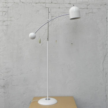 Modern White Chrome Eyeball Floor Lamp, Task Lamp, Counterbalanced 