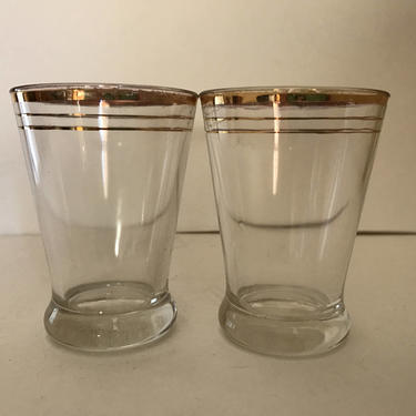Vintage Pair  Juice Glasses with Gold Trim  Nice condition- 4 ounce 