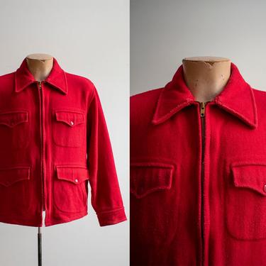 Vintage 1950s Red Wool Hunting Jacket / Vintage 50s Wool Jacket / Johnson Woolen Mills Jacket 42 / Vintage 1950s Menswear Jacket Large 