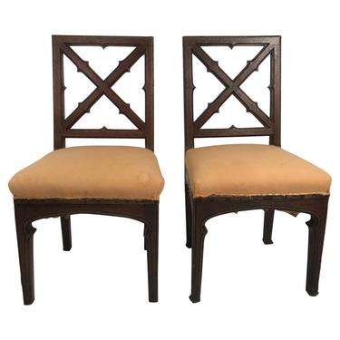 Pair of 19th Century French Gothic Revival X-Back Chairs
