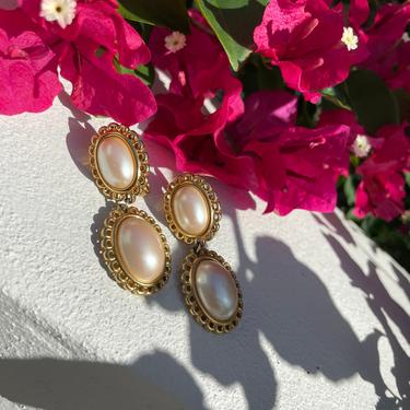 vintage pearl drop statement earrings 