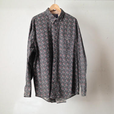 VERSACE style men's PAISLEY style ABSTRACT 90s long sleeve button up shirt pastel olive green vintage button up down shirt 