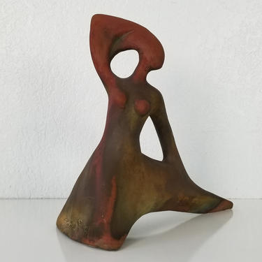 1990&#39;s George  Tudzarov  Zaro Raku Abstract Female Sculpture . by MIAMIVINTAGEDECOR