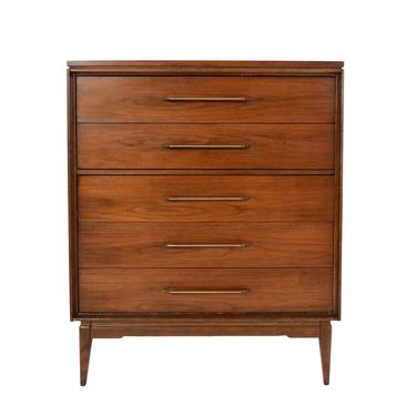 Walnut Tall Chest Bassett Furniture The Impact Collection Bedroom Set Mid Century Modern ON HOLD 