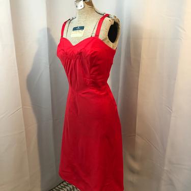 1950s RED vintage lingerie Barbizon Saucy Tafredda dress slip taffeta 36 M 