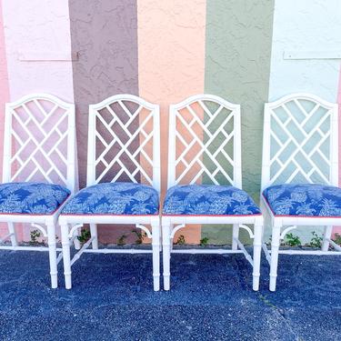 Set of Four Faux Bamboo Chippendale Chairs