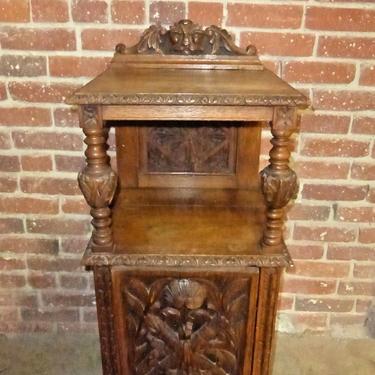 Antique French Ornately Carved Claw Footed Side Table with Scuttle Bucket Drawer 