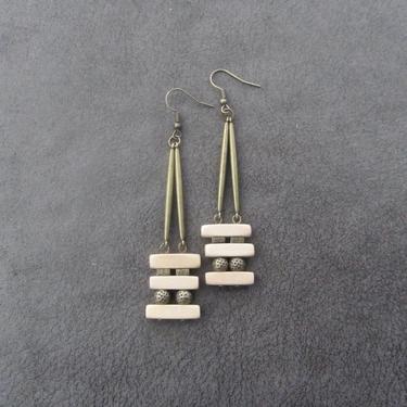 Unique wood earrings, Mid century modern earrings, statement Brutalist earrings, geometric earrings, bold earrings, minimalist earrings long 