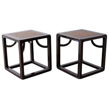 Pair of Chinese Ebonized Stools or Drinks Tables by ErinLaneEstate
