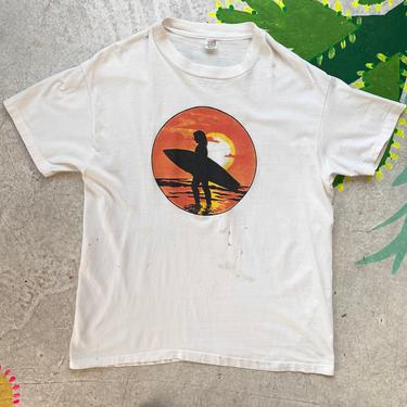 Vintage 1970s Sunset Surfer Tshirt - XL
