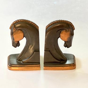 Pair of Art Deco Trojan horse bookends 