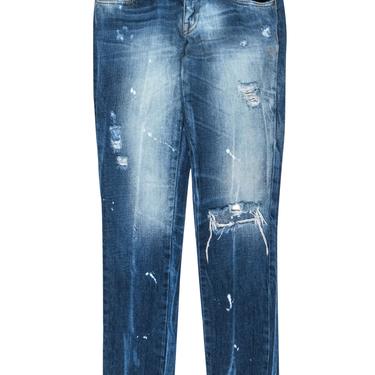 Pierre Balmain - Medium Wash Distressed Straight Leg Jeans Sz 26