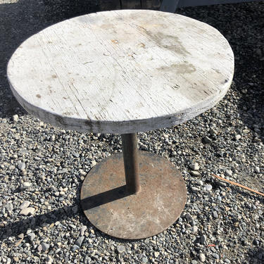 Small Wood Top Table with Metal Base