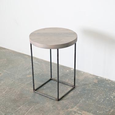 Crescent Side Table - Solid Oxidized Maple with Blackened Steel Base 