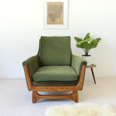Adrian Pearsall Refinished and Reupholstered Olive Green Lounge Chair 